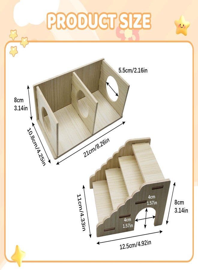 LUODAKA 2-Chamber Hamster Tunnel & Wooden Climbing Ladder Bridge，Wooden Hamster Hideout with Ladder for Dwarf Syrian Hamsters Gerbils Mice or Other Small Pets - Image 2